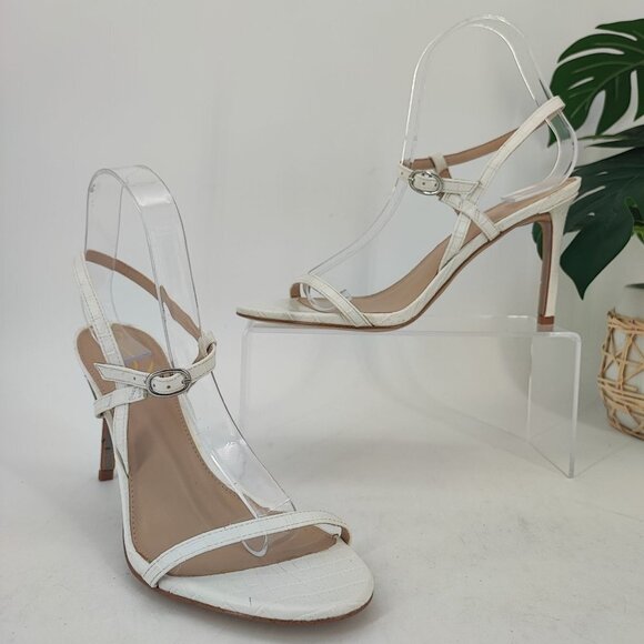 Sam Edelman Women's White Leather Heel Sandals 8M - Picture 1 of 8